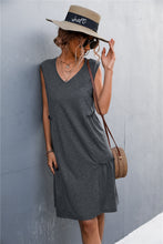 Load image into Gallery viewer, V-Neck Frill Trim Sleeveless Dress