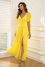 Load image into Gallery viewer, Tie Waist Flutter Sleeve Maxi Dress