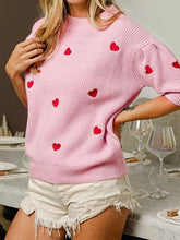 Load image into Gallery viewer, Heart Embroidered Dropped Shoulder Sweater