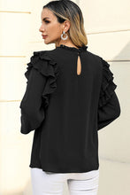 Load image into Gallery viewer, Ruffled Round Neck Long Sleeve Blouse