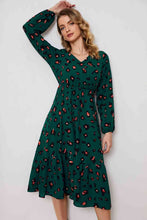 Load image into Gallery viewer, Printed Surplice Neck Long Sleeve Dress