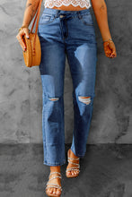 Load image into Gallery viewer, High Waist Distressed Straight Leg Jeans