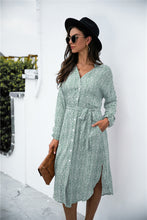 Load image into Gallery viewer, Ditsy Leopard Button Though Belt Dress