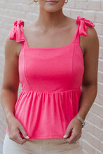 Load image into Gallery viewer, Tie Shoulder Babydoll Tank