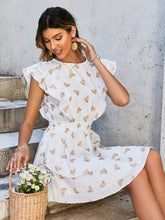 Load image into Gallery viewer, Embroidered Floral Layered Ruffle Sleeve Mini Dress