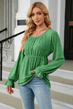 Load image into Gallery viewer, Round Neck Flounce Sleeve Blouse