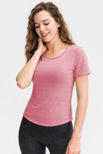 Load image into Gallery viewer, Breathable Cutout Curved Hem Tee Shirt