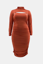 Load image into Gallery viewer, Plus Size Ruched Bodycon Dress and Bolero Set
