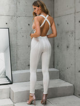 Load image into Gallery viewer, Crisscross Back Deep V Jumpsuit