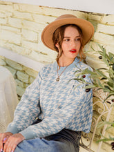 Load image into Gallery viewer, Houndstooth Ribbed Trim Sweater