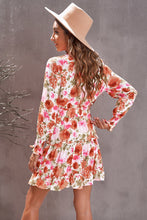 Load image into Gallery viewer, Floral Smocked Tie-Neck Frill Trim Dress