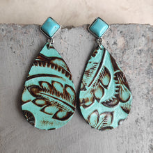Load image into Gallery viewer, Artificial Turquoise Teardrop Earrings