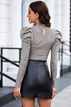 Load image into Gallery viewer, Mock Neck Puff Sleeve Bodysuit