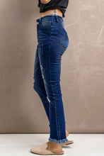 Load image into Gallery viewer, High Waist Distressed Raw Hem Jeans