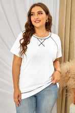 Load image into Gallery viewer, Plus Size Contrast Binding Crew Neck Tee
