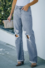 Load image into Gallery viewer, Distressed Straight Leg High Waist Jeans