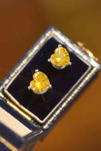 Load image into Gallery viewer, 2 Carat Yellow Heart Moissanite Platinum-Plated Earrings