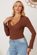 Load image into Gallery viewer, V-Neck Long Sleeve Bodysuit