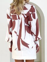 Load image into Gallery viewer, Printed Button Up Lantern Sleeve Shirt