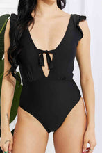 Load image into Gallery viewer, Marina West Swim Seashell Ruffle Sleeve One-Piece in Black