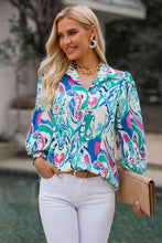 Load image into Gallery viewer, Printed Puff Sleeve Collared Blouse