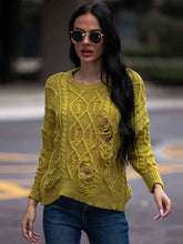 Load image into Gallery viewer, Distressed Cable-Knit Sweater