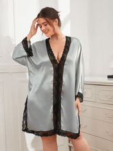 Load image into Gallery viewer, Plus Size Contrast Spliced Lace Deep V Slit Night Dress