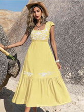 Load image into Gallery viewer, Embroidered Square Neck Ruffle Hem Dress