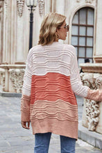 Load image into Gallery viewer, Color Block Openwork Open Front Cardigan