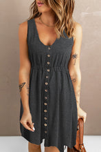 Load image into Gallery viewer, Button Front Empire Waist Sleeveless Slit Dress