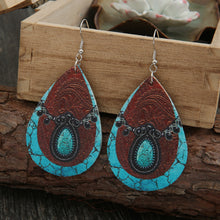 Load image into Gallery viewer, PU Leather Iron Hook Teardrop Earrings