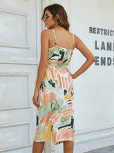 Load image into Gallery viewer, Printed Tie-Waist Spaghetti Strap Dress