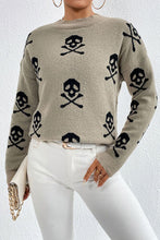 Load image into Gallery viewer, Graphic Mock Neck Dropped Shoulder Sweater