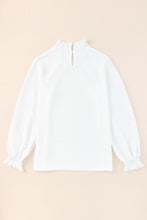 Load image into Gallery viewer, Frill Trim Balloon Sleeve Textured Blouse