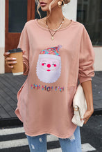 Load image into Gallery viewer, Sequin Santa Round Neck Slit Blouse