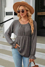 Load image into Gallery viewer, Round Neck Flounce Sleeve Blouse