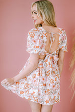 Load image into Gallery viewer, Floral Tie-Back Puff Sleeve Dress
