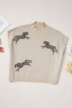 Load image into Gallery viewer, Animal Graphic Mock Neck Cap Sleeve Sweater