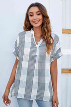 Load image into Gallery viewer, Notched Neck Slit Cuffed Blouse