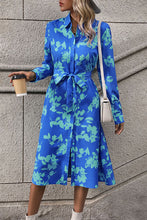 Load image into Gallery viewer, Printed Button Up Tie Waist Dress