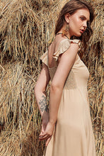 Load image into Gallery viewer, Decorative Button Ruffle Trim Smocked Maxi Dress