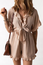 Load image into Gallery viewer, Striped Tie Detail Ruffled Romper with Pockets