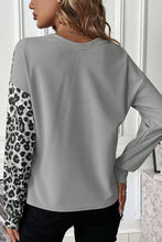 Load image into Gallery viewer, Leopard Color Block Round Neck T-Shirt
