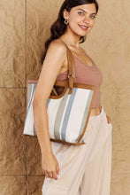 Load image into Gallery viewer, Fame Striped In The Sun Faux Leather Trim Tote Bag