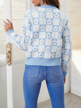 Load image into Gallery viewer, Checkerboard Ribbed Trim Crewneck Sweater