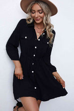 Load image into Gallery viewer, Drawstring Waist Collared Mini Dress