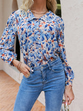Load image into Gallery viewer, Floral Button Front Lace Trim Blouse