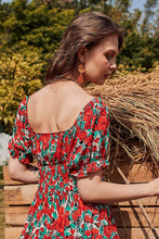 Load image into Gallery viewer, Floral Flounce Sleeve Tiered Dress