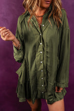 Load image into Gallery viewer, Button Up Collared Neck Long Sleeve Shirt Dress