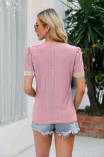 Load image into Gallery viewer, Contrast V-Neck Puff Sleeve Top